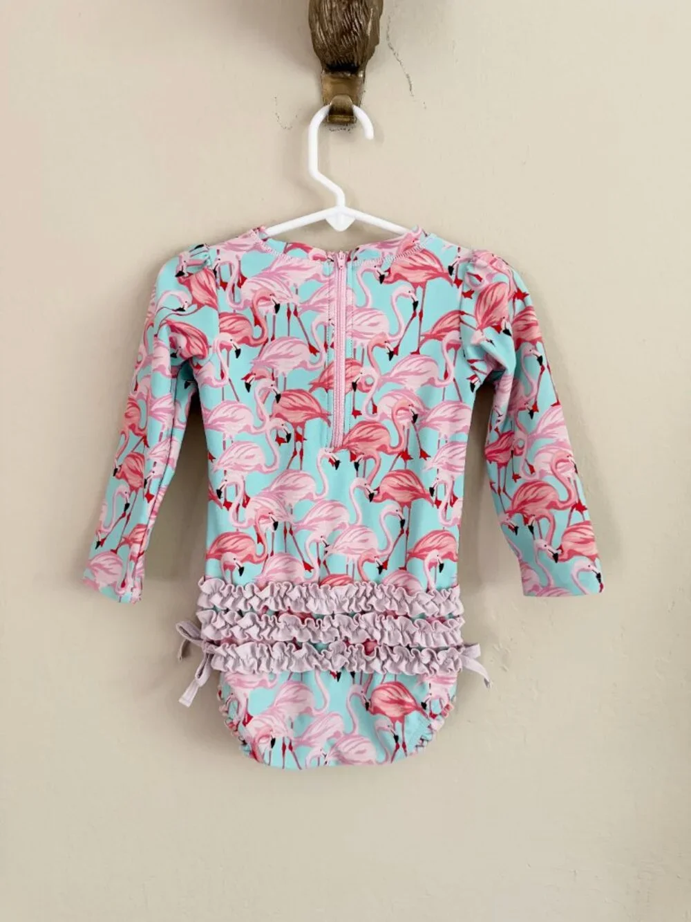 RuffleButts Swimsuit • Flamingos • 2T